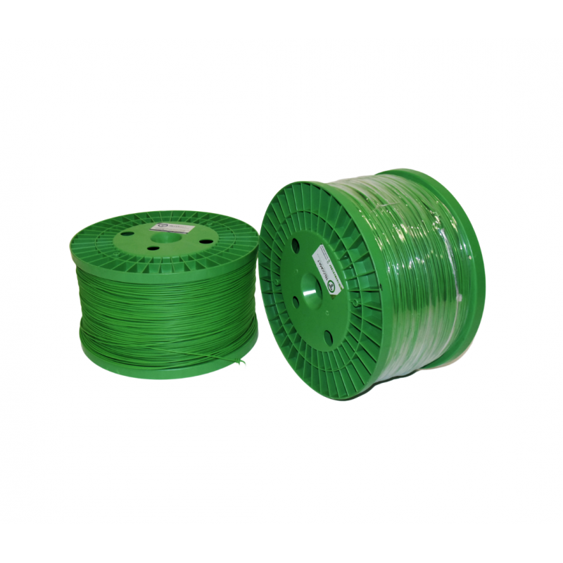 Fil détection inox âme Ø0.8mm gaine PEHD verte Ø2.8mm x 1000m